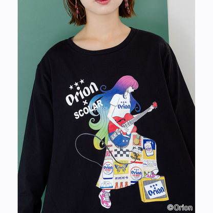 ORION×ScoLar ロックンロール女の子柄Tシャツ（ブラック／Mサイズ）