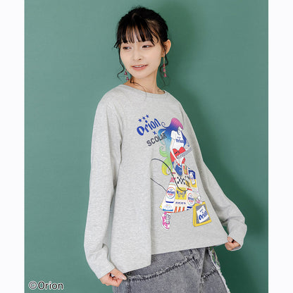 ORION×ScoLar ロックンロール女の子柄Tシャツ（グレー／Mサイズ）