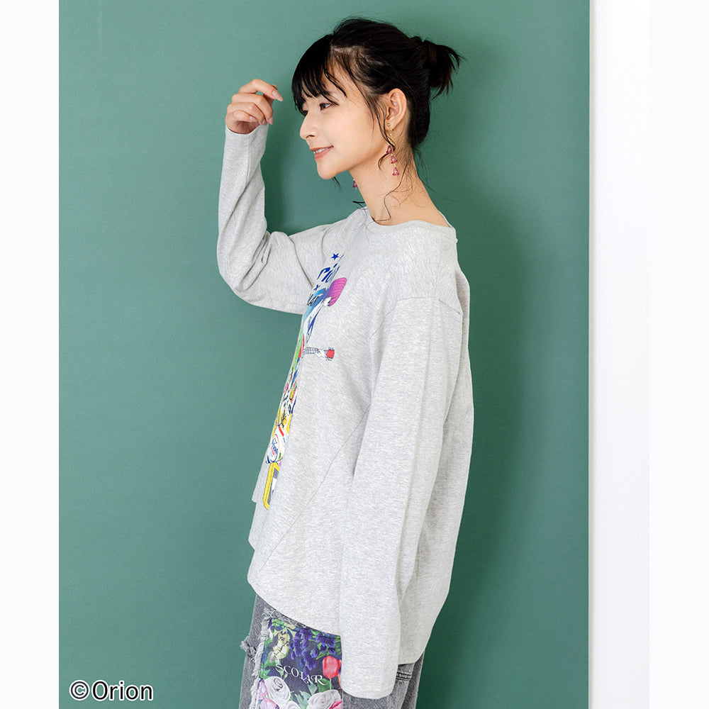 ORION×ScoLar ロックンロール女の子柄Tシャツ（グレー／Mサイズ）