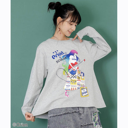ORION×ScoLar ロックンロール女の子柄Tシャツ（グレー／Mサイズ）
