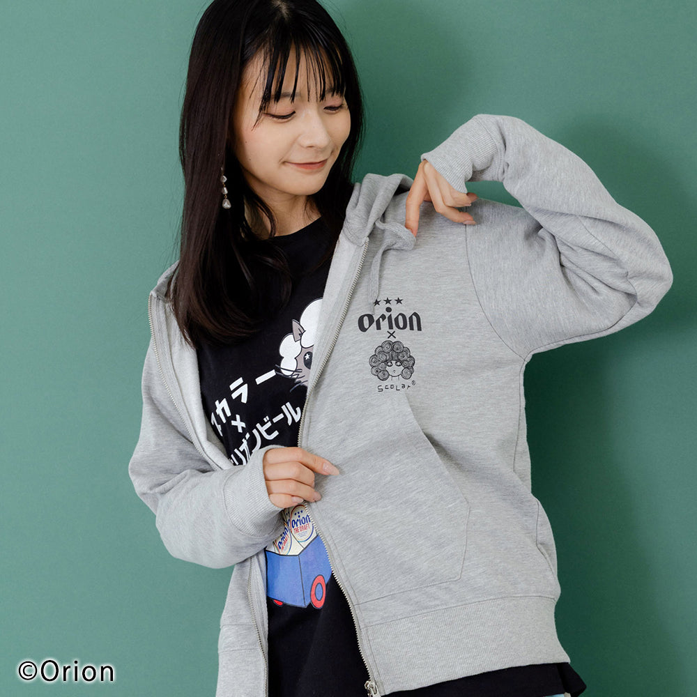 ORION×ScoLar アニマルカーニバル柄パーカー グレー スカラーコラボ