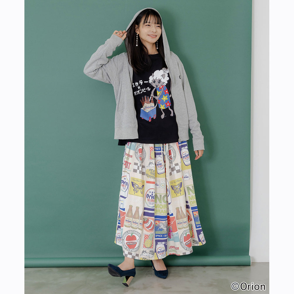 ORION×ScoLar アニマルカーニバル柄パーカー グレー スカラーコラボ