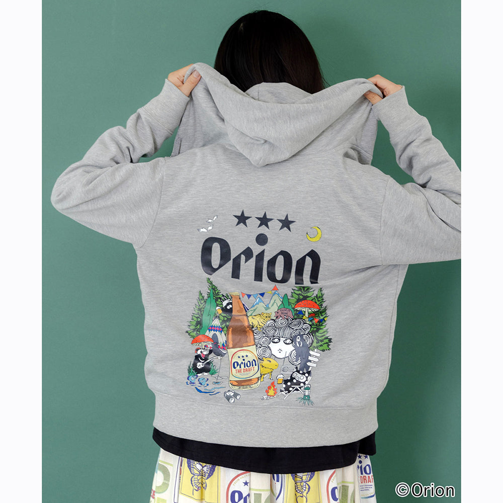 ORION×ScoLar アニマルカーニバル柄パーカー グレー スカラーコラボ