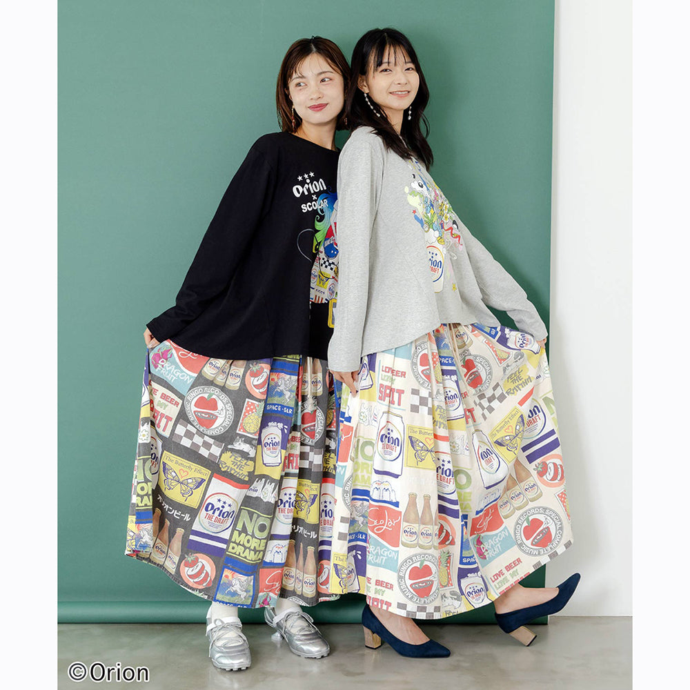 ORION×ScoLar コラージュ柄スカート アイボリー スカラーコラボ コラボ