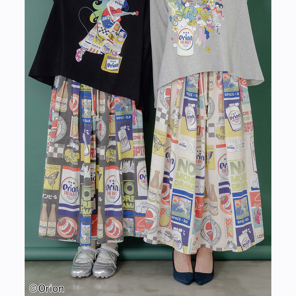 ORION×ScoLar コラージュ柄スカート ブラック スカラーコラボ コラボ