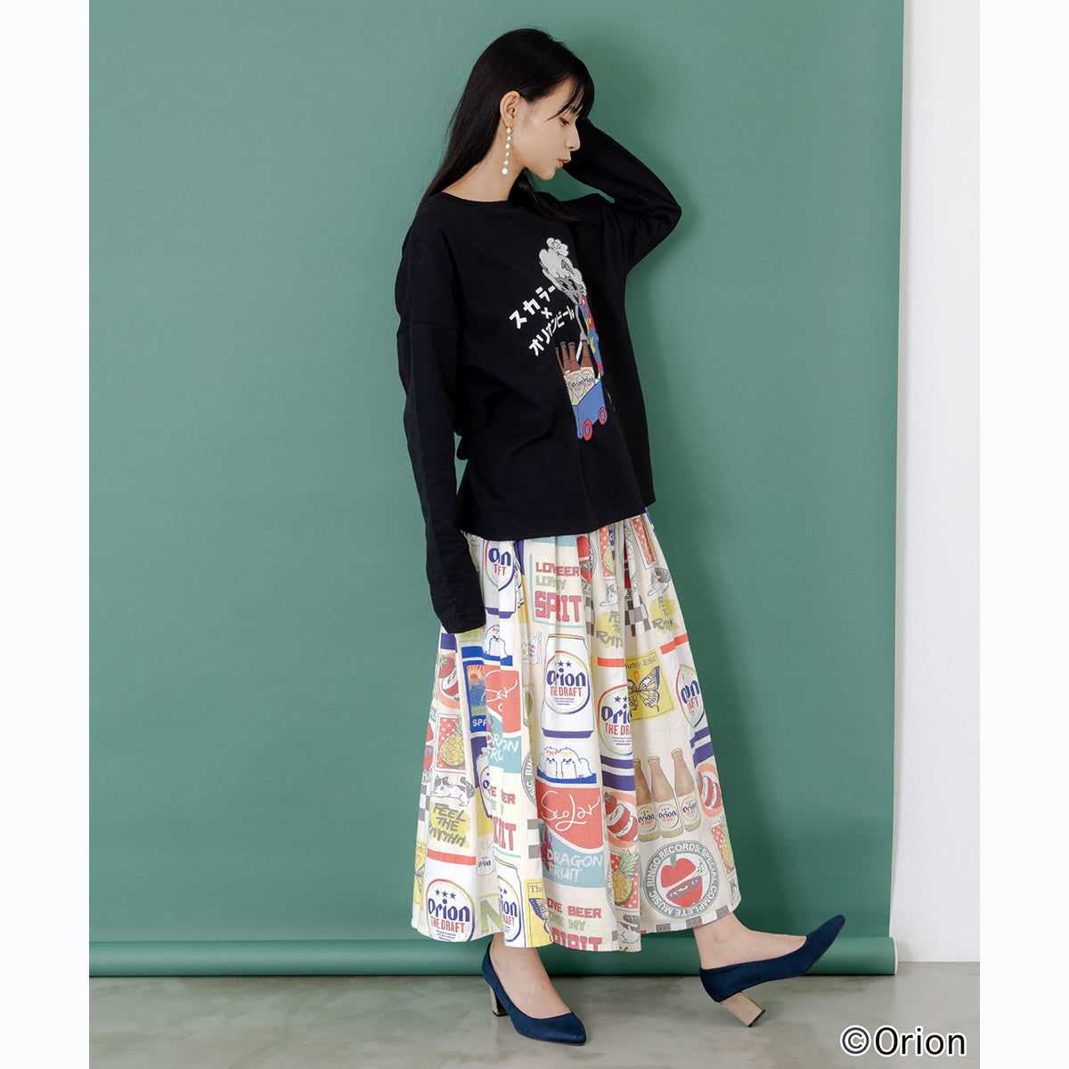 ORION×ScoLar コラージュ柄スカート アイボリー スカラーコラボ コラボ