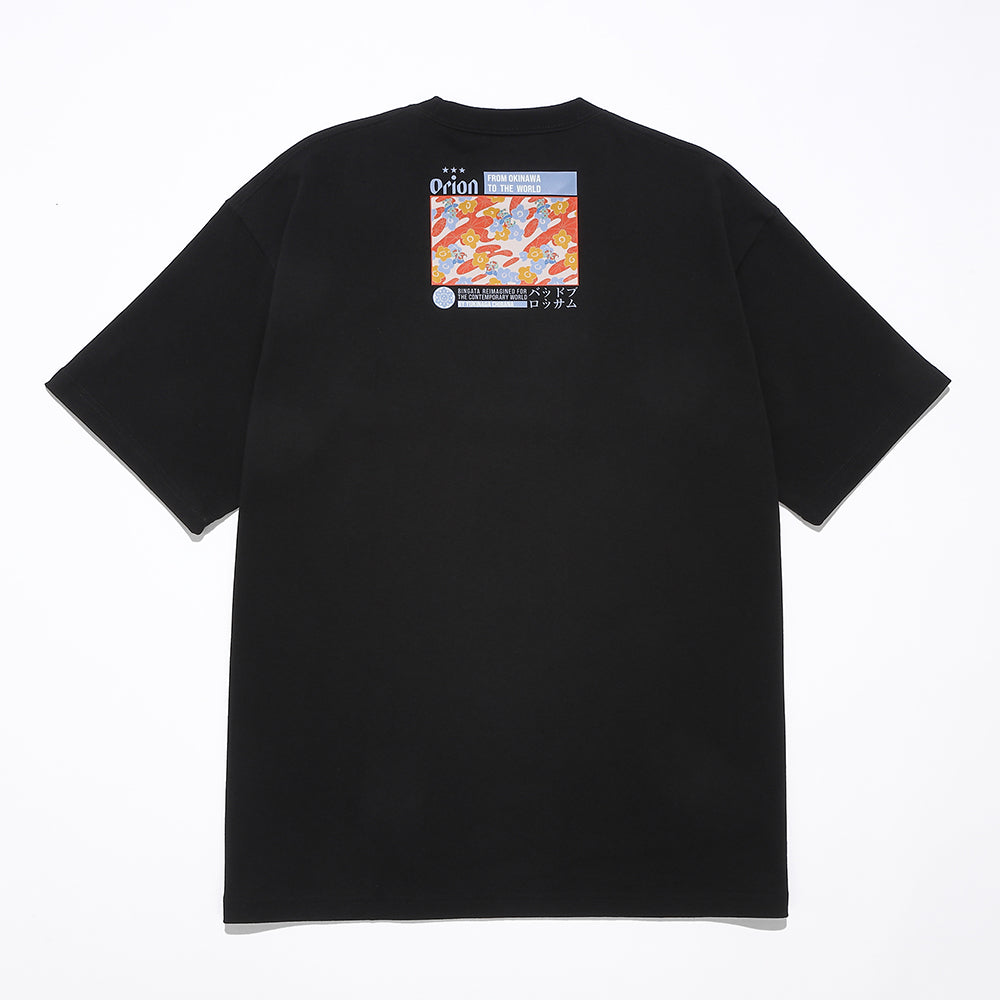 びんがたTシャツ【紅型作家・知花幸修氏コラボ】 BLACK オリオン 紅型