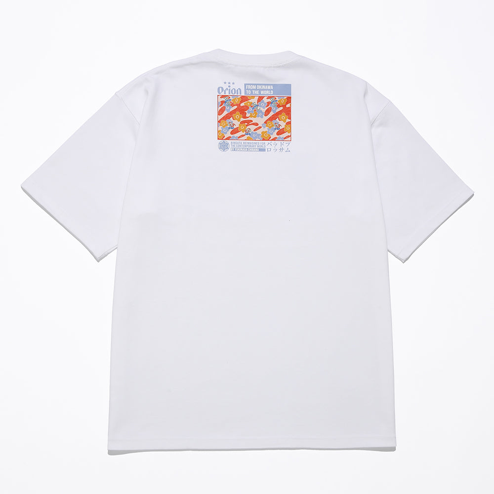 びんがたTシャツ【紅型作家・知花幸修氏コラボ】 WHITE オリオン 紅型