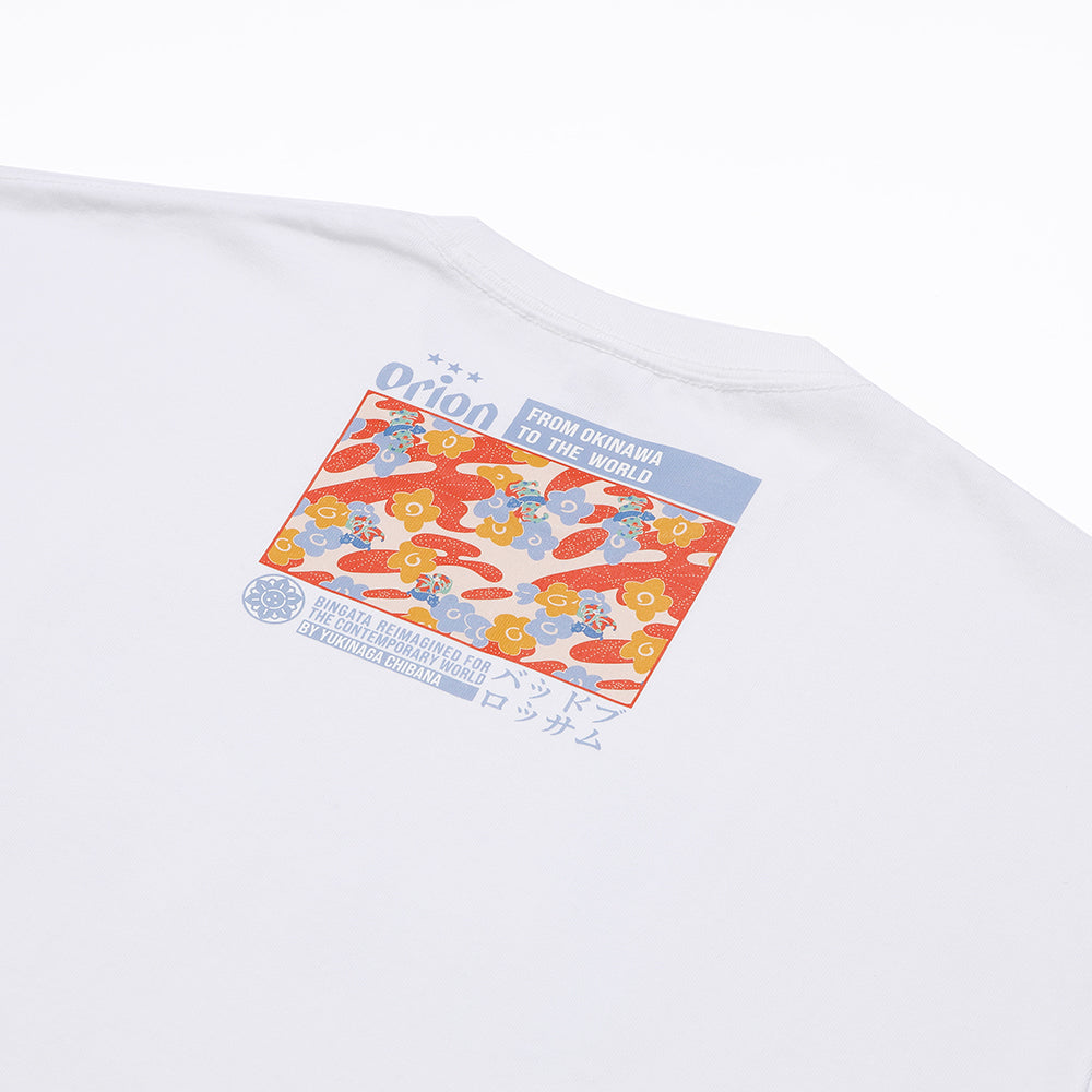 びんがたTシャツ【紅型作家・知花幸修氏コラボ】 WHITE オリオン 紅型