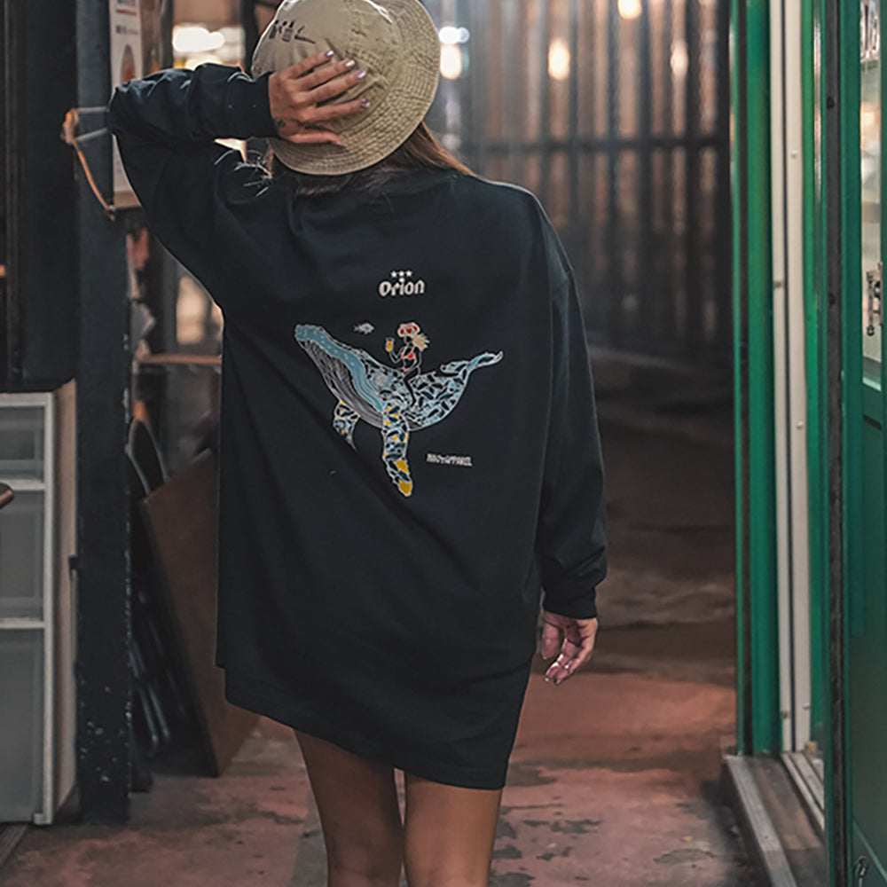 ホエールクルーズロンT 【ORION×NAVY APPAREL】 BLACK カラー ブラック