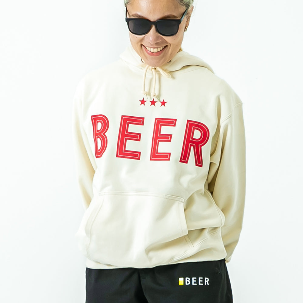 BEERロゴ プルオーバーパーカー　NATURAL