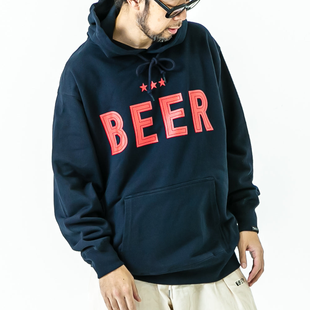 BEERロゴ プルオーバーパーカー　NAVY