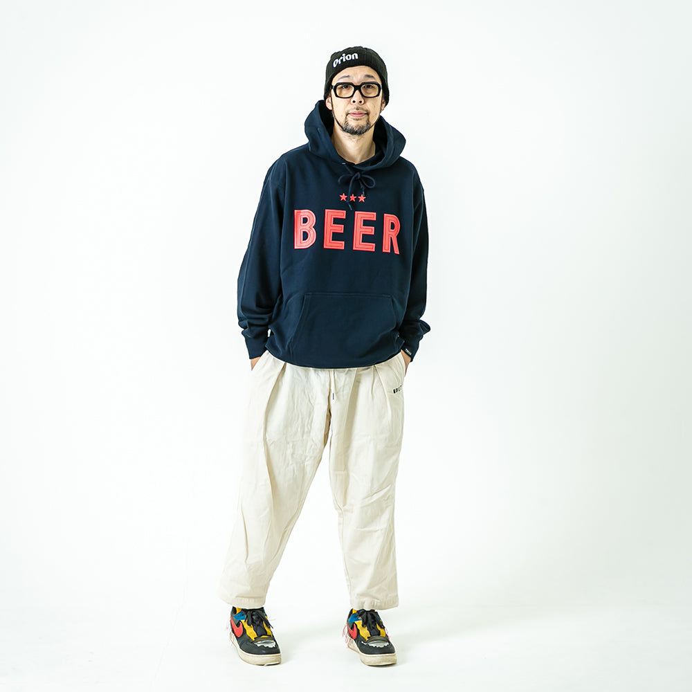 BEERロゴ プルオーバーパーカー　NAVY
