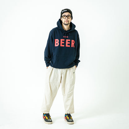 BEERロゴ プルオーバーパーカー　NAVY
