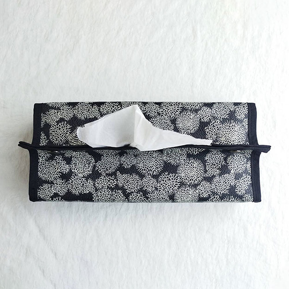 【首里琉染】 サンゴ染めボックスティッシュカバー ブラック