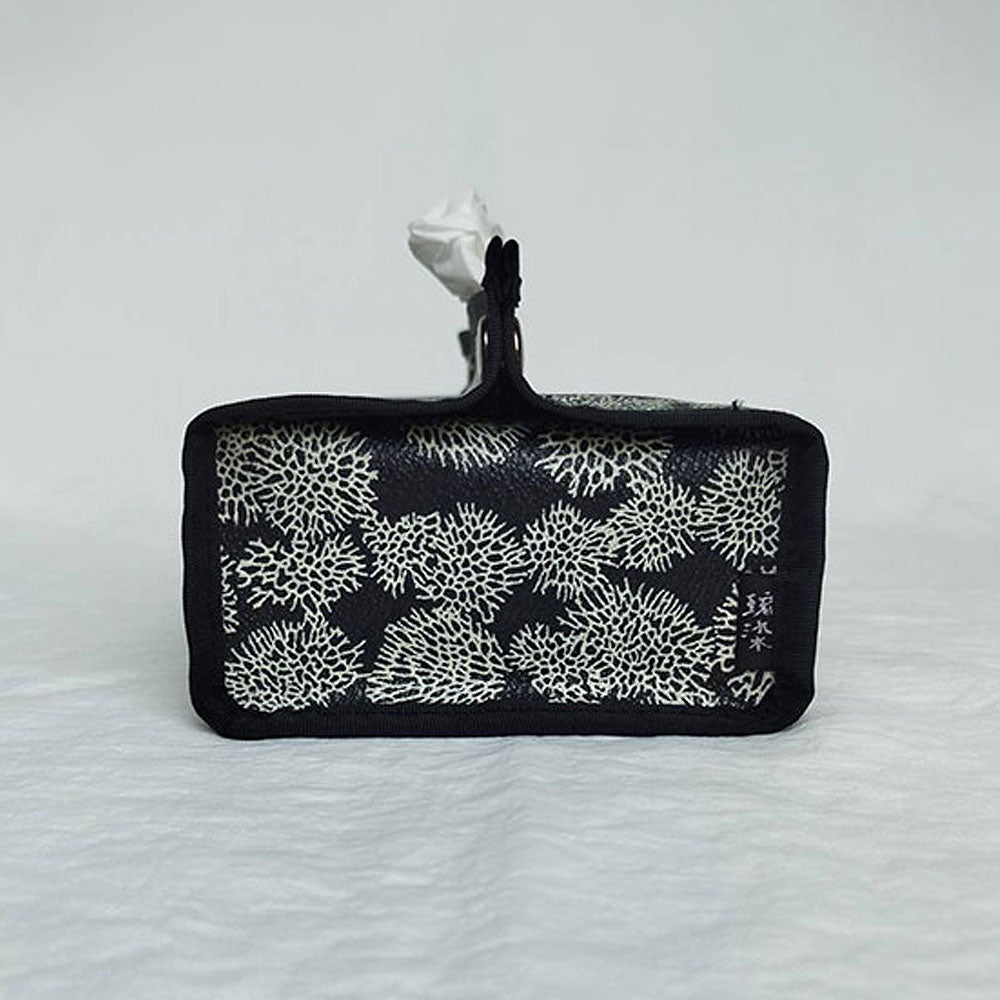 【首里琉染】 サンゴ染めボックスティッシュカバー ブラック