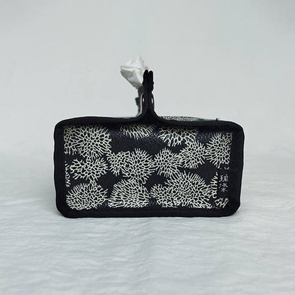 【首里琉染】 サンゴ染めボックスティッシュカバー ブラック