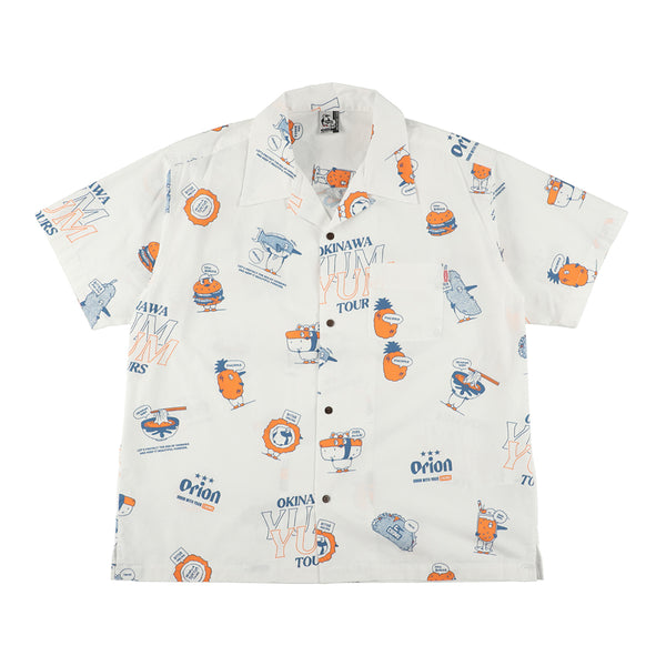 【ORION×CHUMSコラボ26SS】YUM YUM TOURS 総柄シャツ WHITE（ホワイト）【チャムスコラボ】