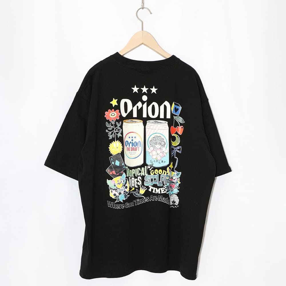 everyone オリジナル ロゴ トロピカルウール 74-0217-2-b ORION×ScoLar sunshineトロピカルTシャツ ブラック スカラーコラボ