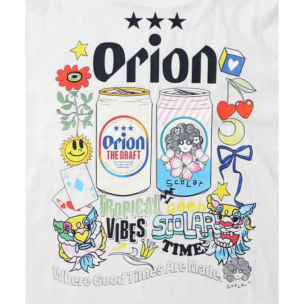ORION×ScoLar sunshineトロピカルTシャツ オフホワイト スカラーコラボ