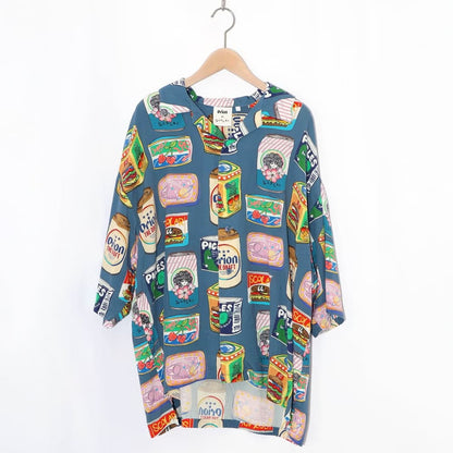 ORION×ScoLar トロピカルポップ缶 総柄シャツ （ブルー／Mサイズ）