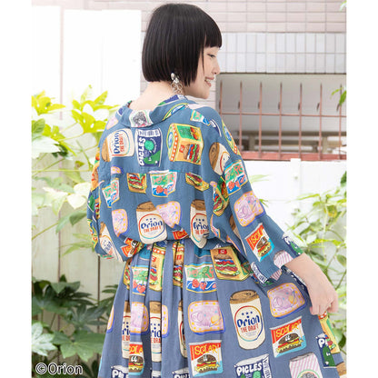 ORION×ScoLar トロピカルポップ缶 総柄シャツ （ブルー／Mサイズ）