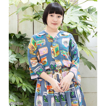 ORION×ScoLar トロピカルポップ缶 総柄シャツ （ブルー／Mサイズ）