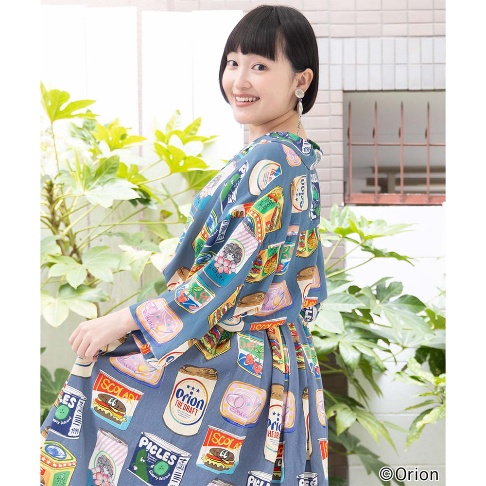 ORION×ScoLar トロピカルポップ缶 総柄シャツ （ブルー／Mサイズ）