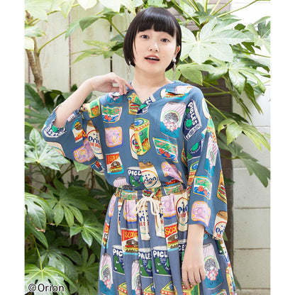 ORION×ScoLar トロピカルポップ缶 総柄シャツ （ブルー／Mサイズ）