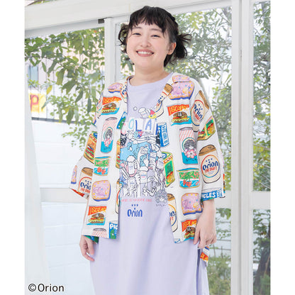 ORION×ScoLar トロピカルポップ缶 総柄シャツ （オフホワイト／Mサイズ）