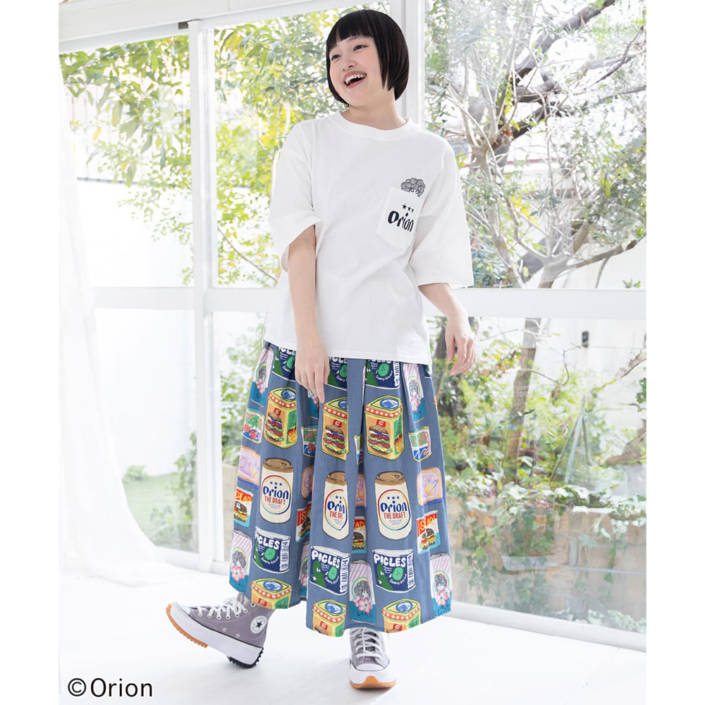 ORION×ScoLar トロピカルポップ缶 総柄スカート ブルー スカラーコラボ