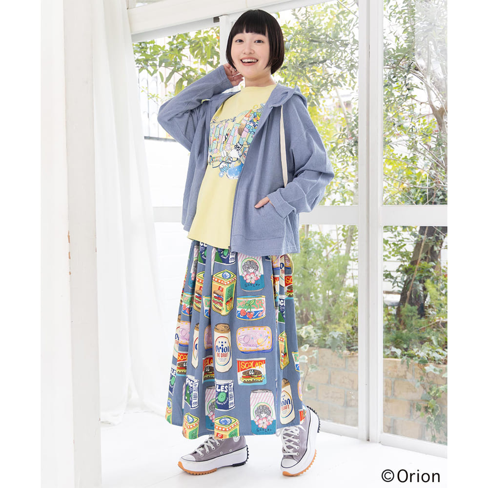 ORION×ScoLar トロピカルポップ缶 総柄スカート ブルー スカラーコラボ