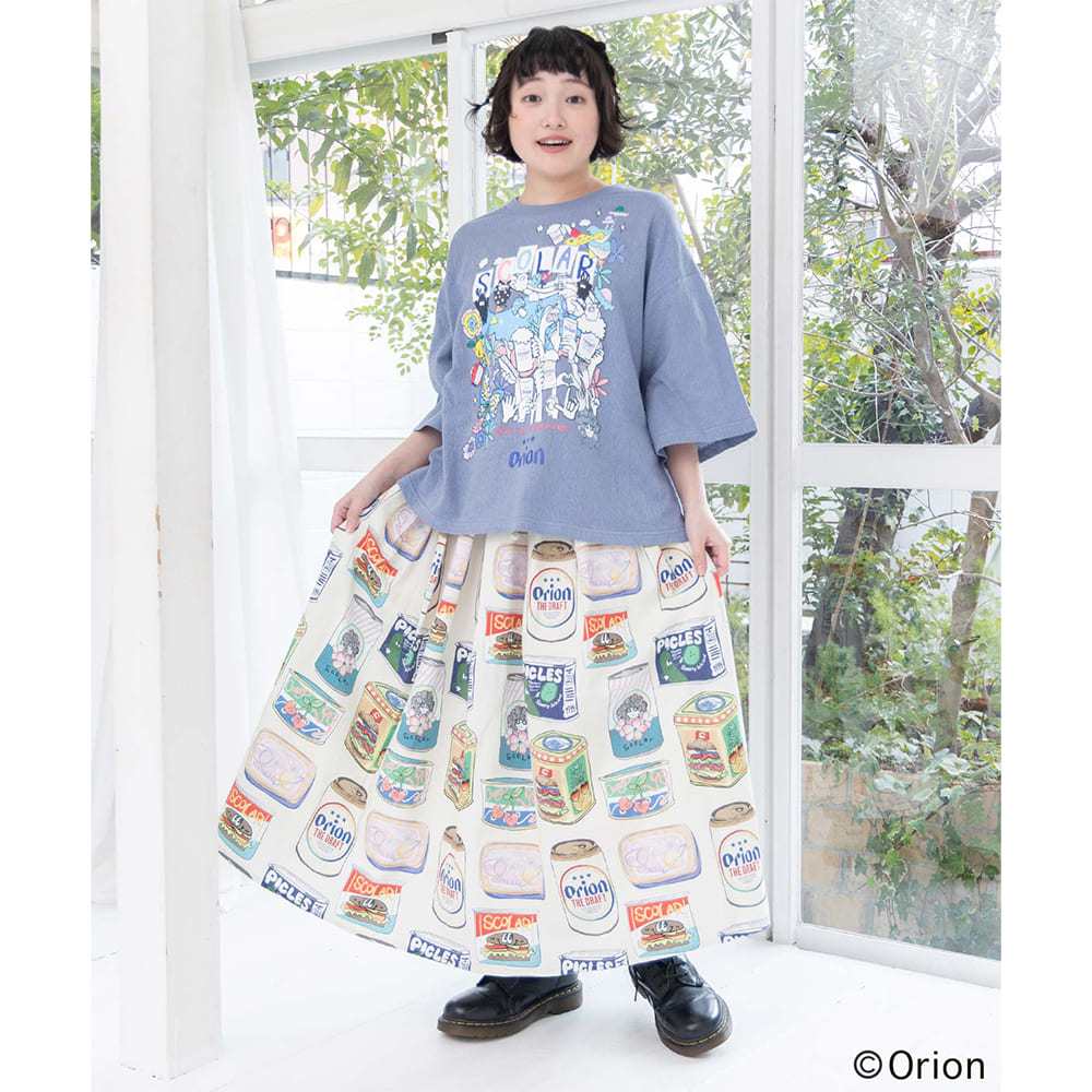 ORION×ScoLar トロピカルポップ缶 総柄スカート オフホワイト スカラー