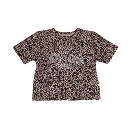 【Orion × SPIRALGIRL スパイラルガール】 ラインストーンちびTシャツ （レオパード）