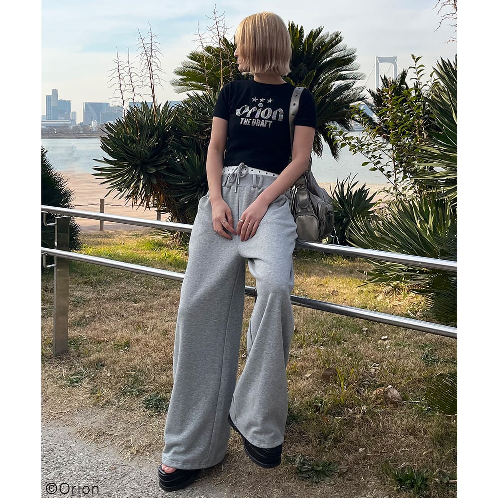 【Orion × SPIRALGIRL スパイラルガール】 ラインストーンちびTシャツ （ブラック）