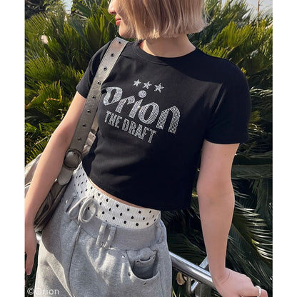 【Orion × SPIRALGIRL スパイラルガール】 ラインストーンちびTシャツ （ブラック）