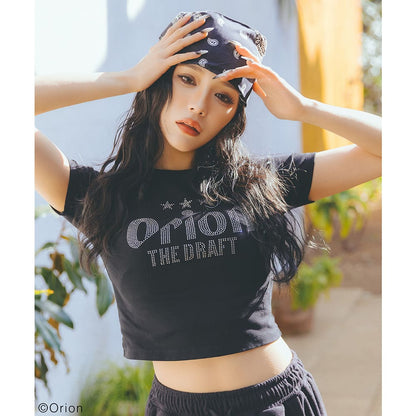 【Orion × SPIRALGIRL スパイラルガール】 ラインストーンちびTシャツ （ブラック）