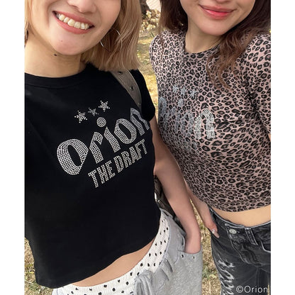 【Orion × SPIRALGIRL スパイラルガール】 ラインストーンちびTシャツ （ブラック）