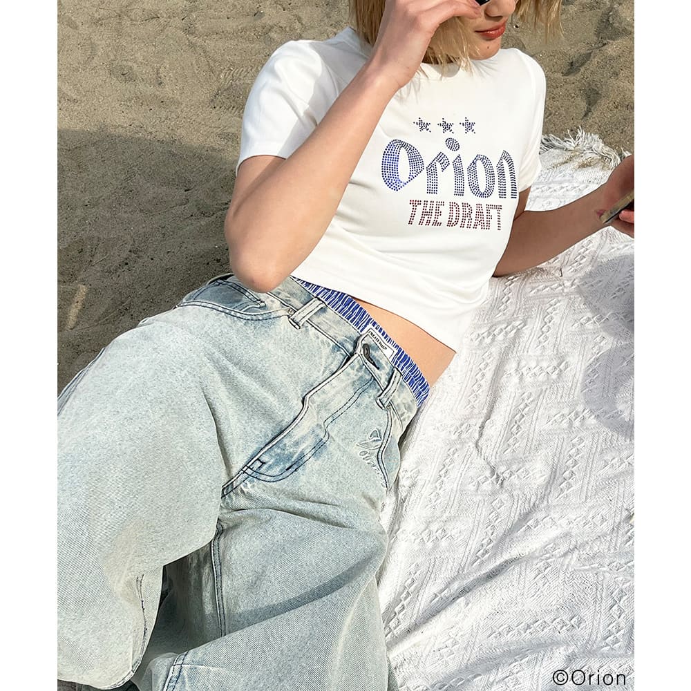 【Orion × SPIRALGIRL スパイラルガール】 ラインストーンちびTシャツ （ホワイト）