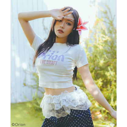 【Orion × SPIRALGIRL スパイラルガール】 ラインストーンちびTシャツ （ホワイト）