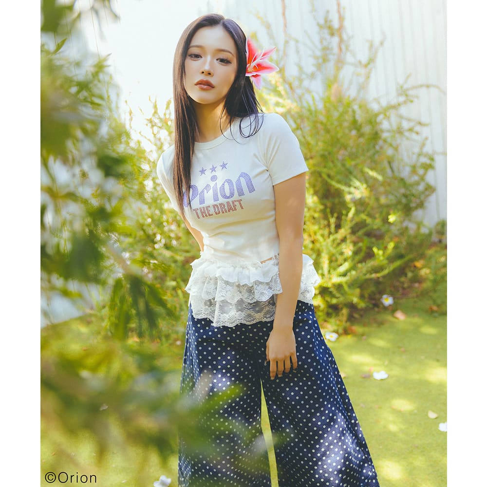 【Orion × SPIRALGIRL スパイラルガール】 ラインストーンちびTシャツ （ホワイト）