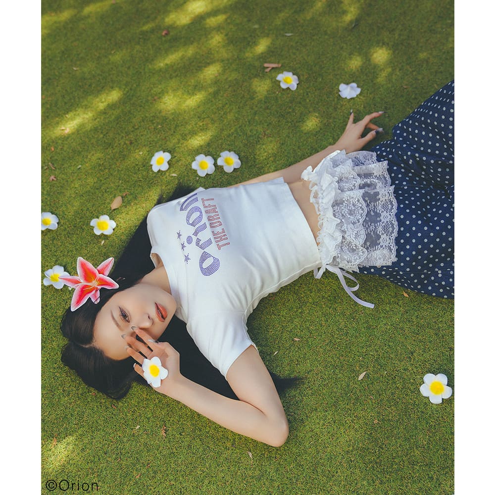【Orion × SPIRALGIRL スパイラルガール】 ラインストーンちびTシャツ （ホワイト）