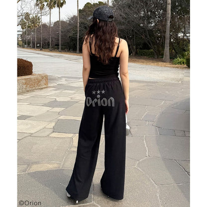 【Orion × SPIRALGIRL スパイラルガール】 ラインストーンロゴパイルパンツ （ブラック）