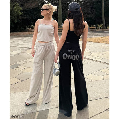 【Orion × SPIRALGIRL スパイラルガール】 ラインストーンロゴパイルパンツ （ベージュ）