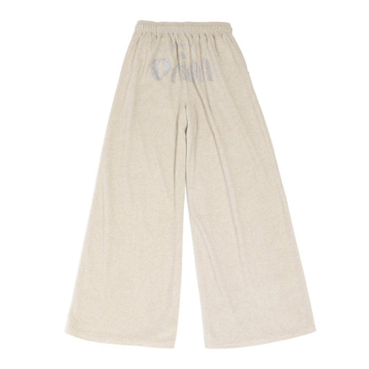 【Orion × SPIRALGIRL スパイラルガール】 ラインストーンロゴパイルパンツ （ベージュ）