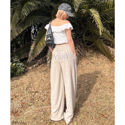 【Orion × SPIRALGIRL スパイラルガール】 ラインストーンロゴパイルパンツ （ベージュ）