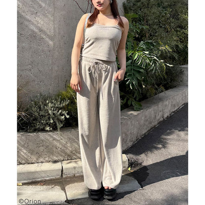 【Orion × SPIRALGIRL スパイラルガール】 ラインストーンロゴパイルパンツ （ベージュ）