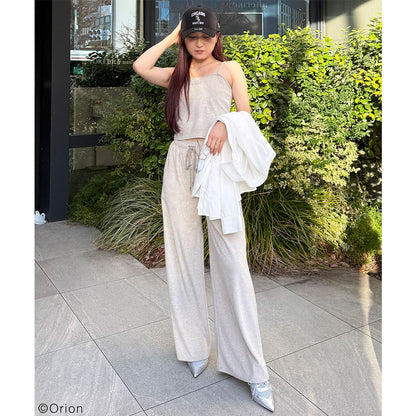 【Orion × SPIRALGIRL スパイラルガール】 ラインストーンロゴパイルパンツ （ベージュ）