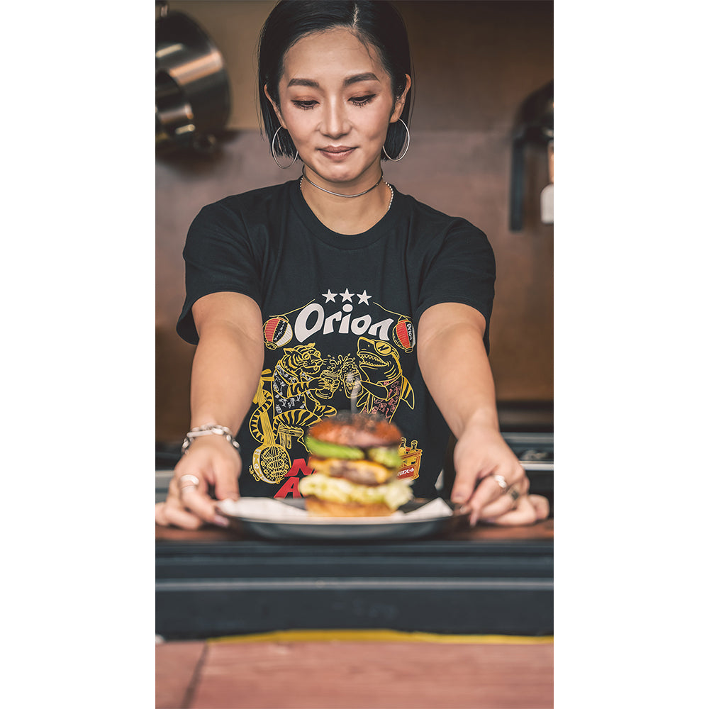 タイガー＆シャーク乾杯Tシャツ 【ORION×NAVY APPAREL】（カラー：ブラック）