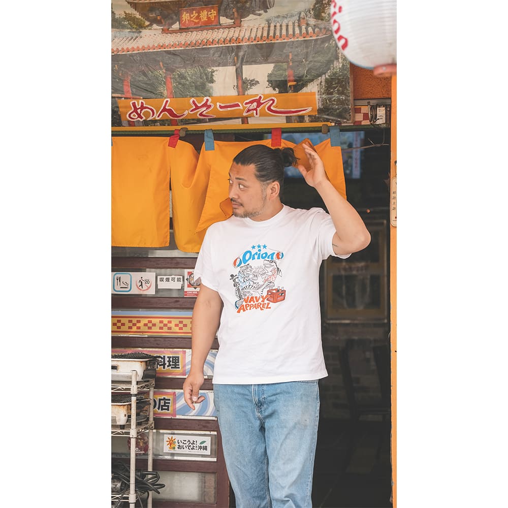 タイガー＆シャーク乾杯Tシャツ 【ORION×NAVY APPAREL】（カラー：ホワイト）